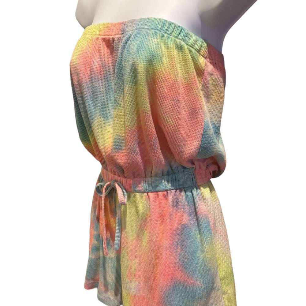 Full City Trends With Love Romper Rainbow Tie Dye Strapless Size Medium - Picture 4 of 11